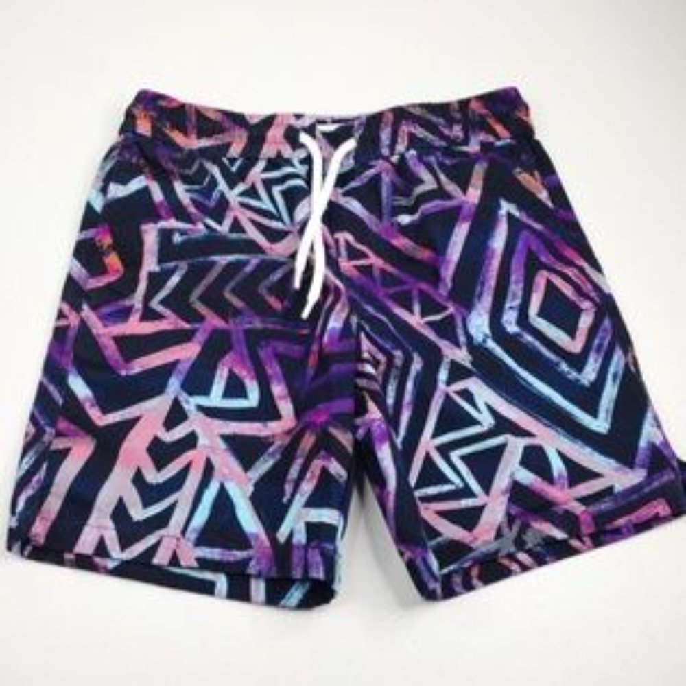 Tribal Print Zipcode Shorts Elastic Waist Drawstring Bermuda L